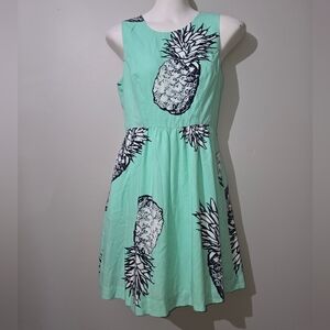 Beautiful Women's Teal Crown & Ivy Pineapple Dress Size 8 Petite